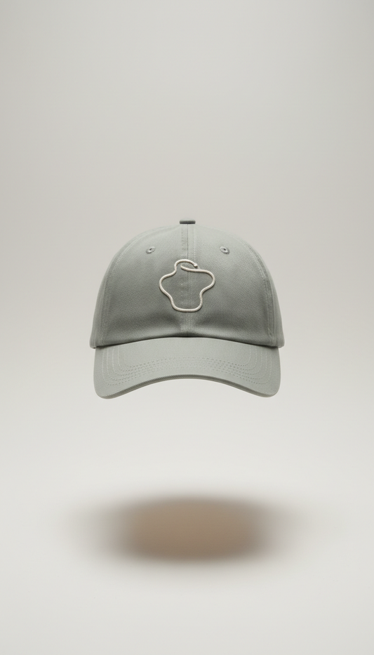 Sage Grey Minimal Embroidered Cap